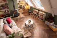 Dunkles Boho-Wohnzimmer Mit Vintage Möbeln Dunkles Boho-Wohnzimmer Mit Vintage Möbeln