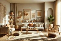 Dunkles Boho-Wohnzimmer Mit Edlen Materialien