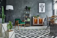 Dunkles Boho-Wohnzimmer Mit Kreativen Mustern Dunkles Boho-Wohnzimmer Mit Kreativen Mustern