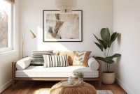 Dunkles Boho-Wohnzimmer Mit Minimalistisch Gestalteten Wänden