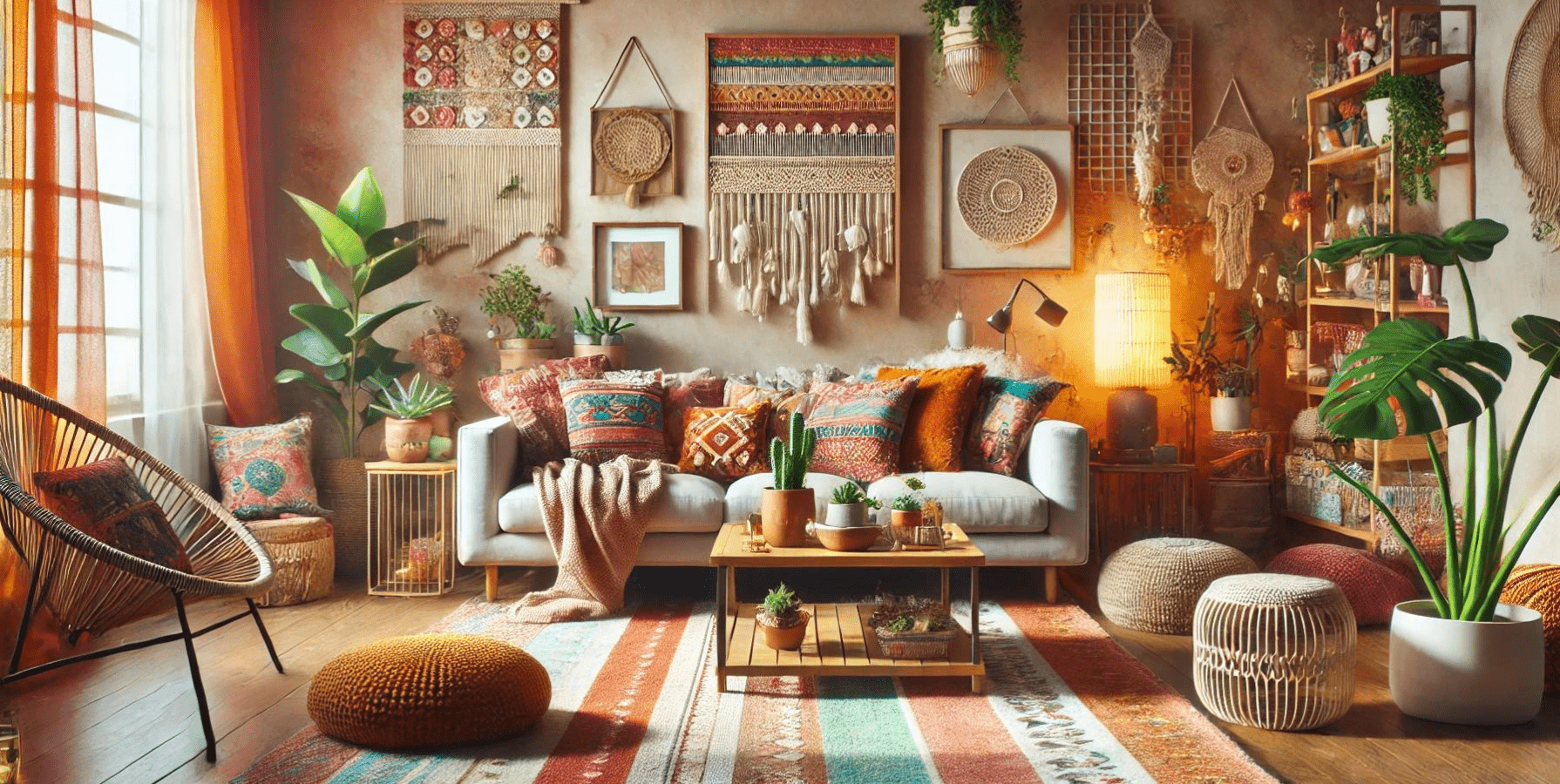 Dunkles Boho-Wohnzimmer Im Romantischen Stil