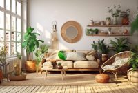 Dunkles Boho-Wohnzimmer Mit Luxuriösem Design Dunkles Boho-Wohnzimmer Mit Luxuriösem Design