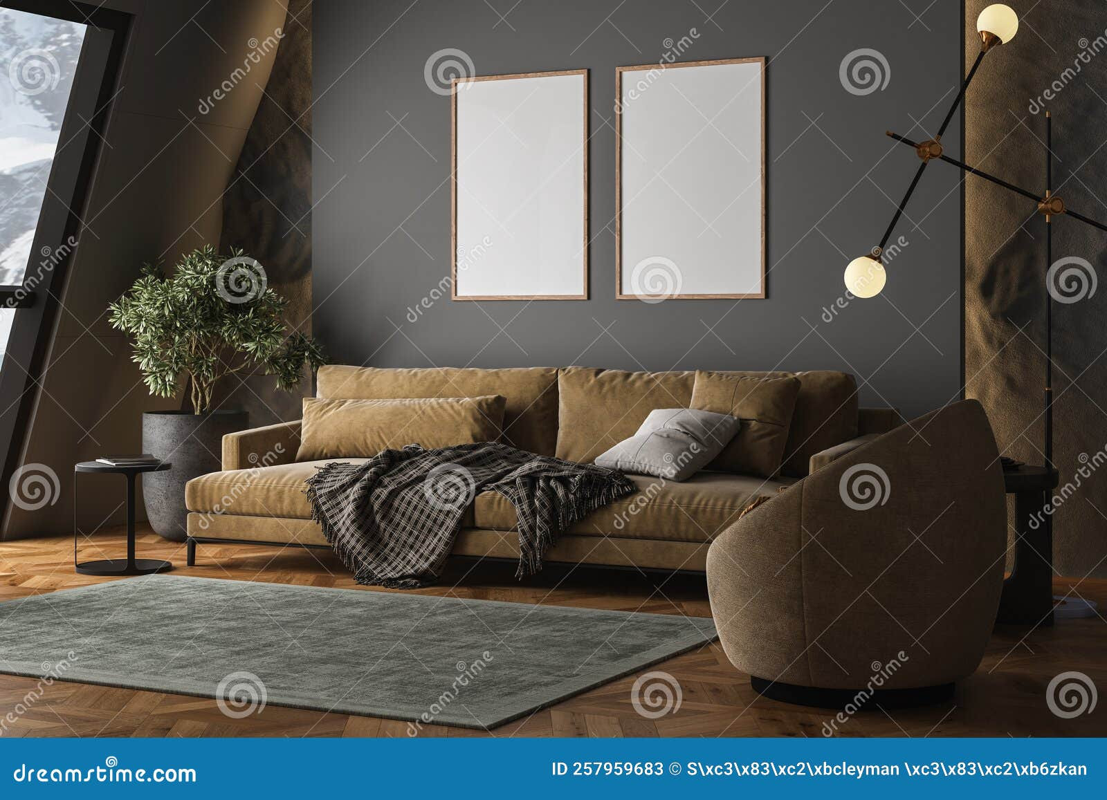 Dunkles Boho-Wohnzimmer In Modernen Tönen